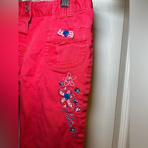 Floral Casual PlayWear for Fall Red Kids Girls Bottoms with Embroidered Details - Picture 6 of 6